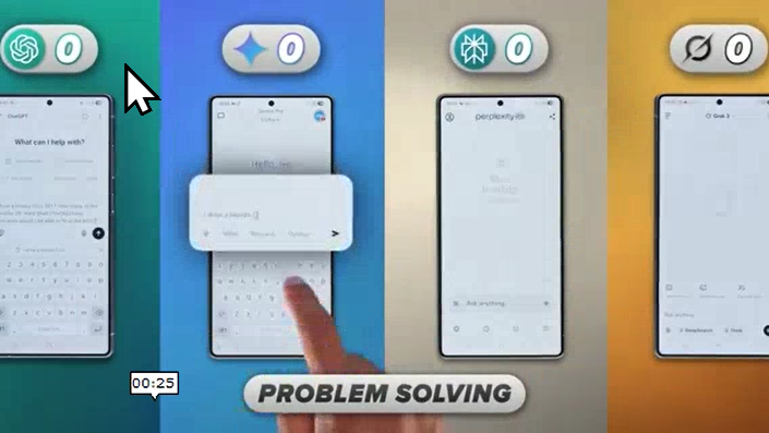 Split screen comparing